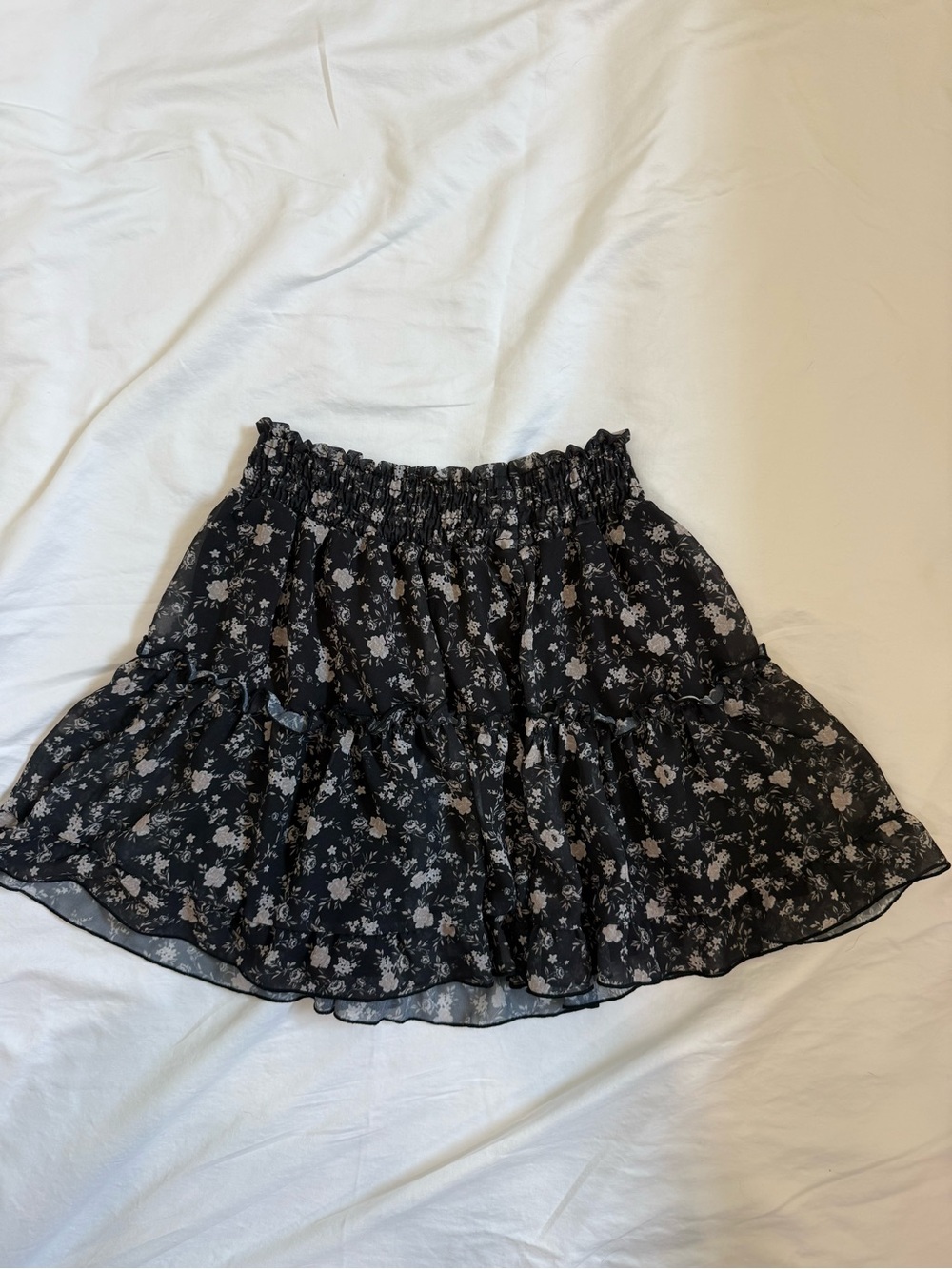 Altar'd State Black Floral Tiered Skirt